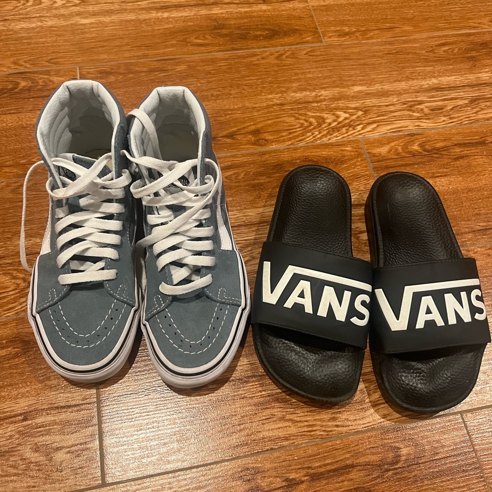 Vans high tops and slides size 3.5M/5.0/W